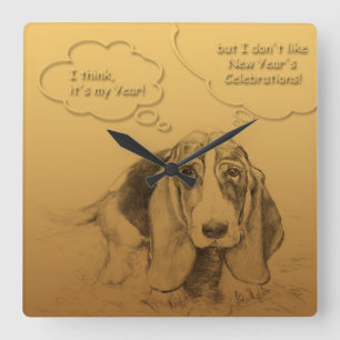 Humourous Vietnamese Chinese Dog Year Square W C Square Wall Clock