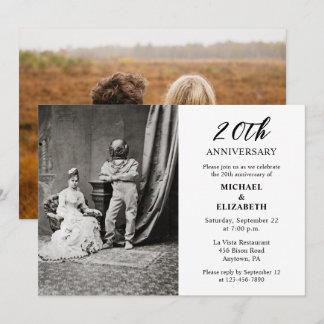 Humourous Vintage Couple 20th Wedding Anniversary Invitation
