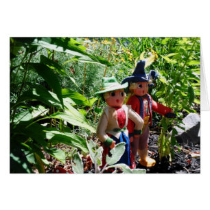 Humourous Vintage Felt Dolls Walking Card