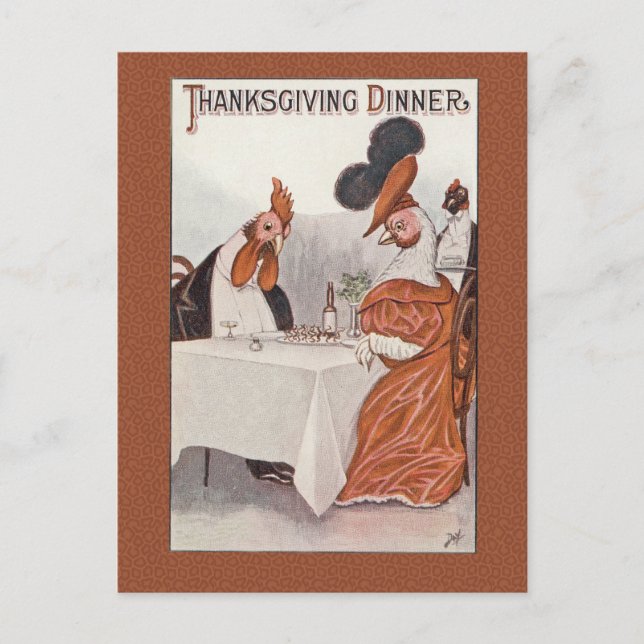 Humourous Vintage Thanksgiving Dinner Postcard (Front)
