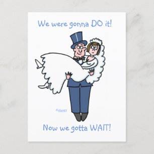 Humourous Wedding Postponement Announcement Cartoo Postcard
