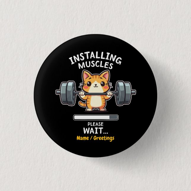 Humourous Weightlifting Cat Exercise Gym Funny  1 Inch Round Button (Front)
