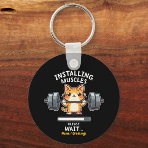 Humourous Weightlifting Cat Exercise Gym Funny Keychain