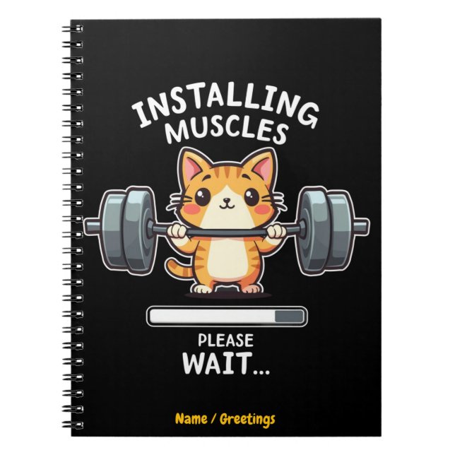 Humourous Weightlifting Cat Exercise Gym Funny  Notebook (Front)