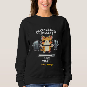 Humourous Weightlifting Cat Exercise Gym Funny  Sweatshirt