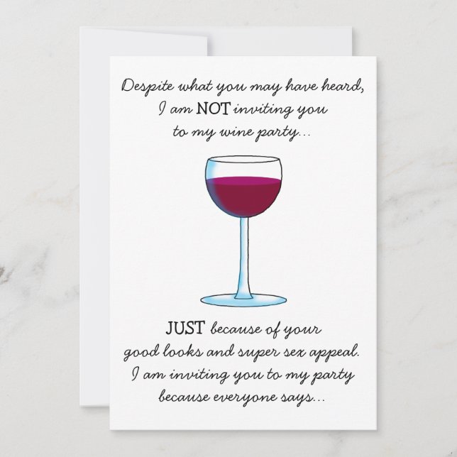 Humourous Wine Tasting Party Oenophile Invitations (Front)