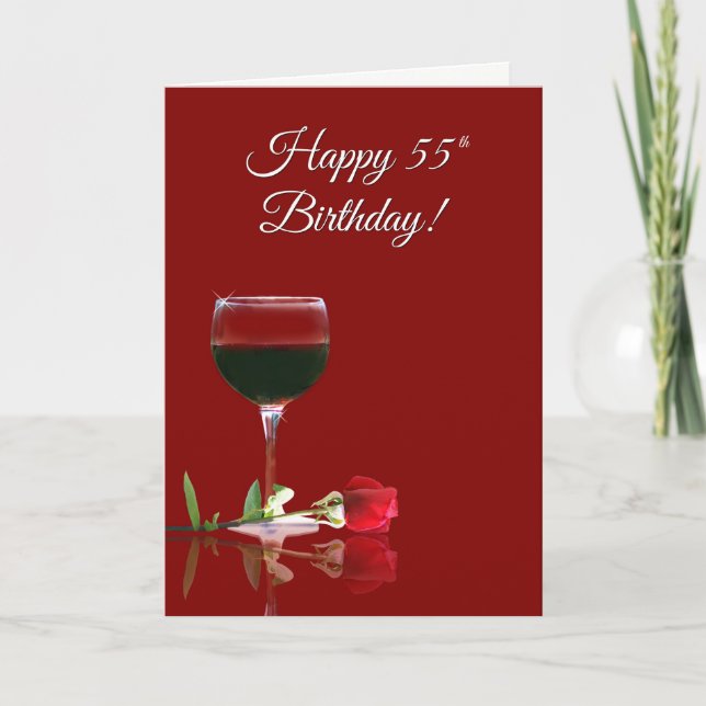 Humourous Wine Turning 55 Birthday Card (Front)