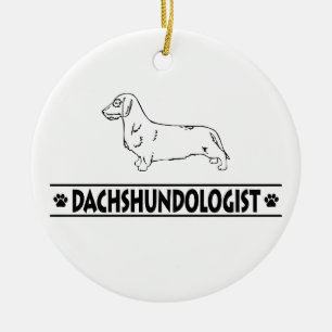 Humourous Wirehaired Dachshund Ceramic Ornament