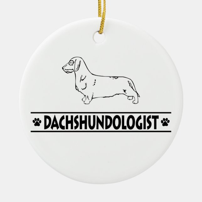 Humourous Wirehaired Dachshund Ceramic Ornament (Front)