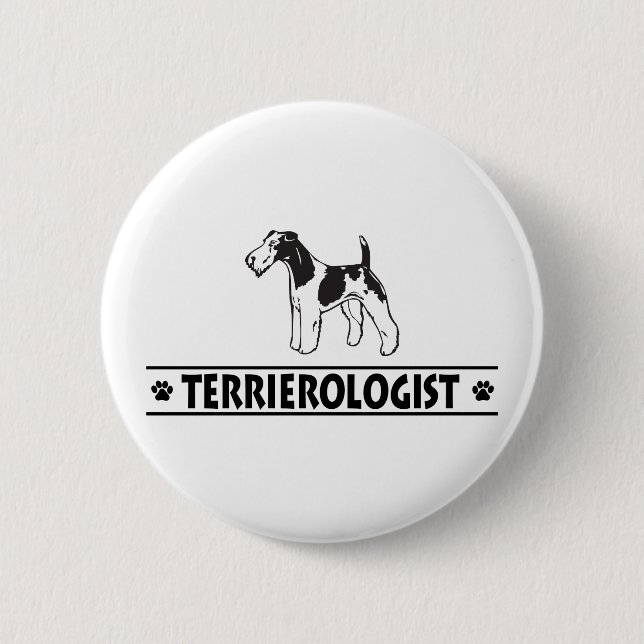 Humourous Wirehaired Fox Terrier 2 Inch Round Button (Front)