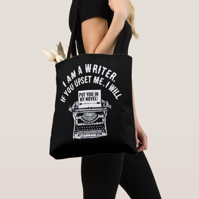 Humourous Writer's Quote Tote Bag (Close Up)