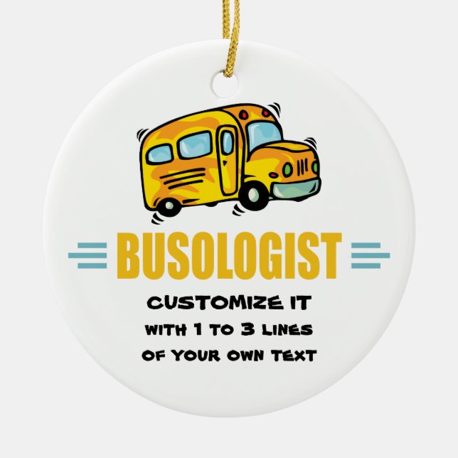 Humourous Yellow School Bus Driver Funny Ceramic Ornament (Front)