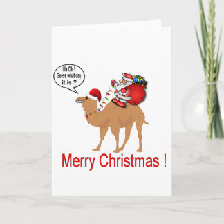 Hump Day Camel Christmas with Santa Holiday Card