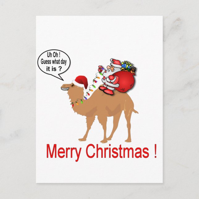 Hump Day Camel Christmas with Santa Holiday Postcard (Front)