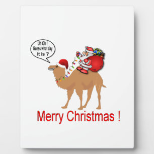 Hump Day Camel Christmas with Santa Plaque