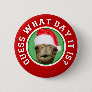 Hump Day Camel Santa Christmas Button