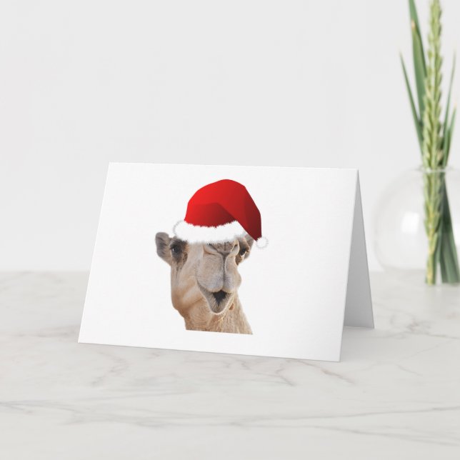 Hump Day Camel Santa Claus Hat Holiday Card (Front)