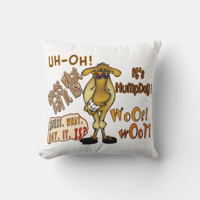 Hump Day Camel Throw Pillow (Front)