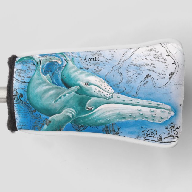 Humpback Family Vintage Map Golf Head Cover (Front)