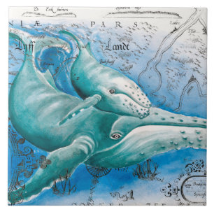 Humpback Family Vintage Map Tile