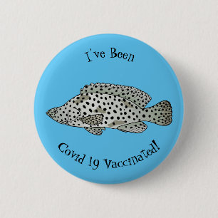 Humpback grouper fish cartoon illustration 2 inch round button