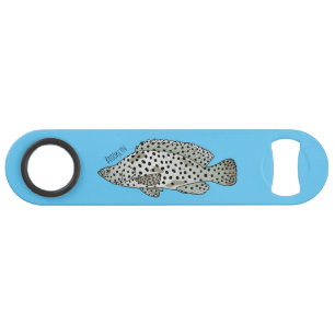 Humpback grouper fish cartoon illustration bar key