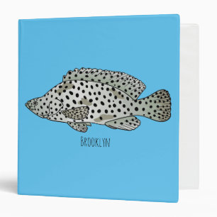 Humpback grouper fish cartoon illustration binder