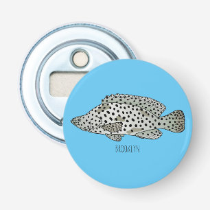 Humpback grouper fish cartoon illustration bottle opener