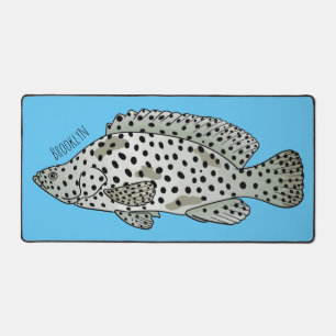 Humpback grouper fish cartoon illustration  desk mat