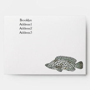 Humpback grouper fish cartoon illustration envelope