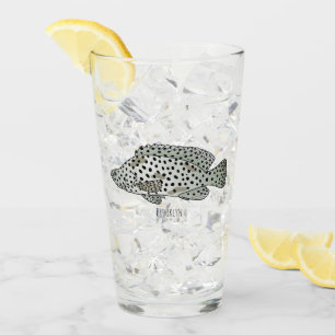 Humpback grouper fish cartoon illustration glass