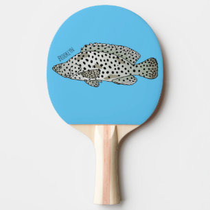Humpback grouper fish cartoon illustration ping pong paddle