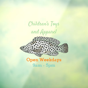 Humpback grouper fish cartoon illustration window cling
