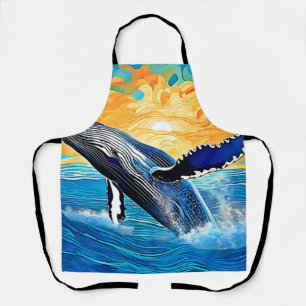 Humpback Sunset Leap Art Apron