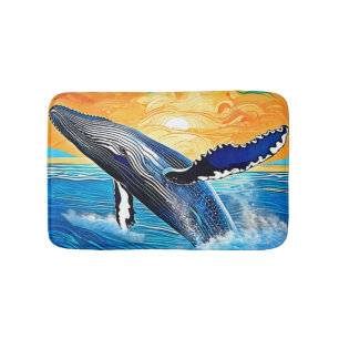 Humpback Sunset Leap Art Bath Mat