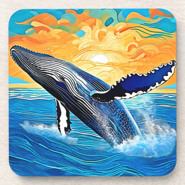 Humpback Sunset Leap Art Coaster (Front)