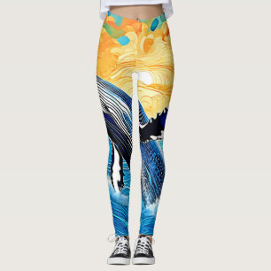 Humpback Sunset Leap Art Leggings