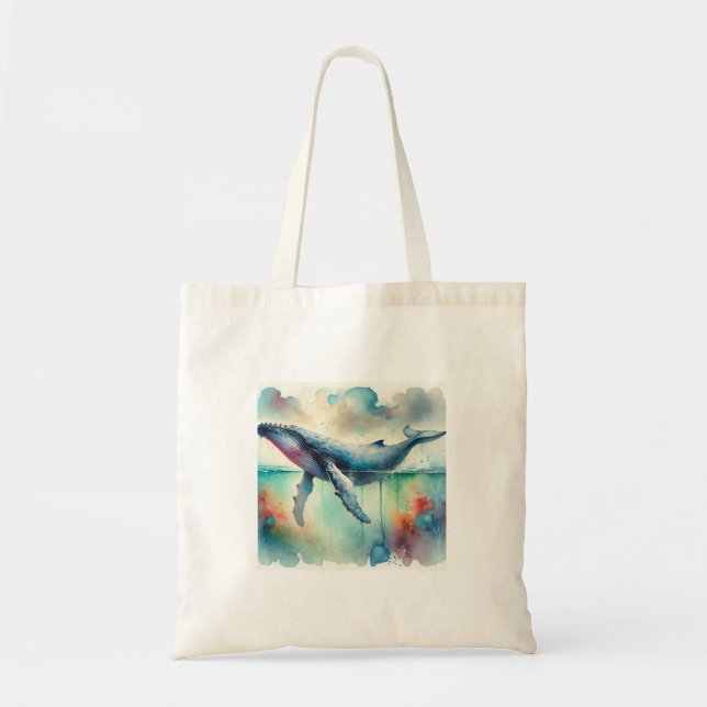 Humpback whale 220824AREF108 - Watercolor Tote Bag (Front)