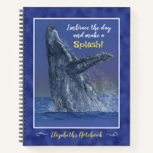 Humpback Whale Art on Blue 8 1/2" x 11" Spiral 