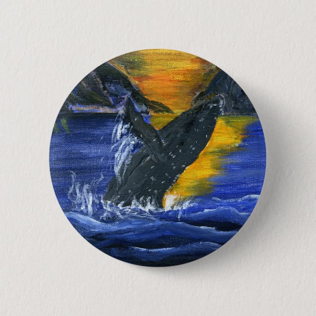 Humpback whale at Sunset 2 Inch Round Button (Front)