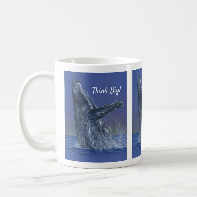 Humpback Whale Breeching Art Coffee Mug (Left)