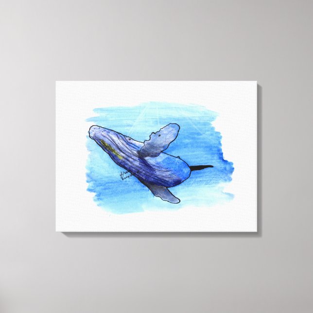 humpback whale drawing canvas print (Front)