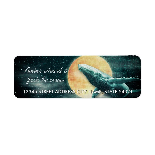 Humpback Whale Flying to The Moon Address Labels (Front)