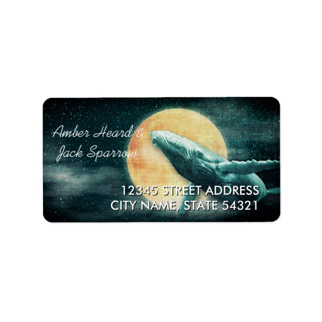 Humpback Whale Flying to The Moon Address Labels (Front)