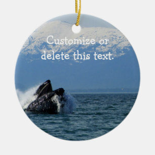 Humpback Whale Head; Customizable Ceramic Ornament