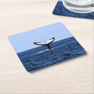 Humpback Whale in Ocean Square Paper Coaster