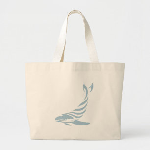Humpback Whale in Swish Drawing Style Large Tote Bag