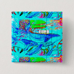 humpback whale magnet 2 inch square button