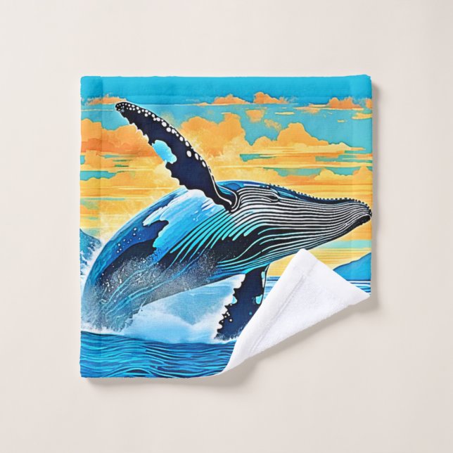 Humpback Whale Ocean Freedom Jump Design (Gant de toilette)