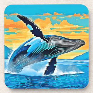 Humpback Whale Ocean Freedom Jump Design Coaster
